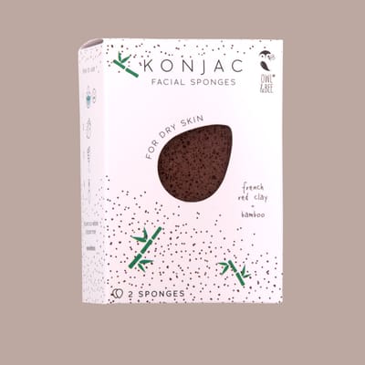 Owl & Bee® Konjac gezichtssponzen - Voor droge huid - Met Franse rode klei en bamboe - 2 stuks - 100% vegan