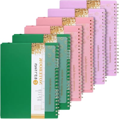 Set van 6 A4 vierkante notitieboeken met 80gsm grafisch papier, spiraalbinding en 5mm raster voor wiskunde, tekeningen en technische studies