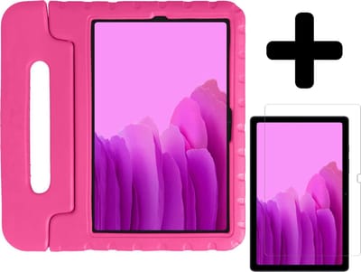 Hoes - Geschikt voor Samsung Galaxy Tab A7 (2020) - Met Screenprotector - Kinderhoes Shockproof Bumper - Kidsproof Case - Tablet Hoesje - Kinder Hoesje Cover - Roze
