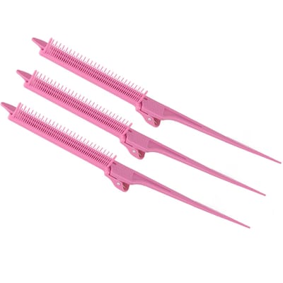 3 stuks Rattenstaartkam Afgeronde Tanden Draagbare Haarclip Highlights Kam Multifunctionele Haarstyling pink