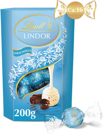 Lindt LINDOR Stracciatella chocolade bonbons 200g - 16 zacht smeltende witte chocolade bonbons - Kerstcadeau