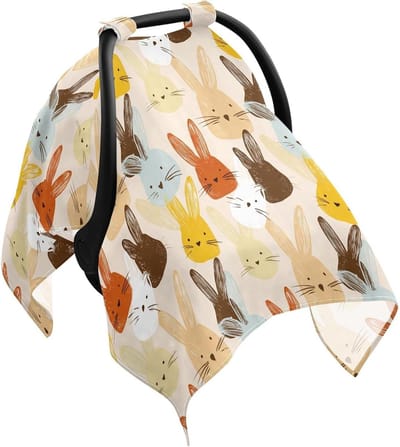 Kinderwagen Zonnescherm - Baby Net - Bescherming Baby - Verstelbare Riemen - 120x90 cm - Kleurrijke Konijnen