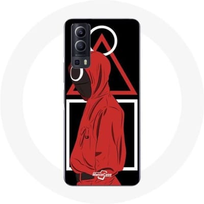 Coque - Vivo - Y72 - Souple - Noir - Squid Game - Symboles Triangle, Carré, Cercle noir