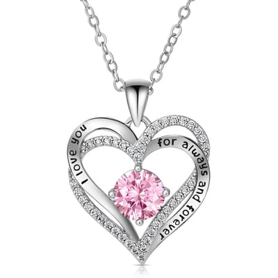 Juwelium Ketting + Houten Doos & Teddybeer Geschenkset | Luxe Silverplated I Love You Hartjes Ketting met Zirkonia | Perfect Cadeau voor Vrouw, Vriendin, Moeder, Dochter