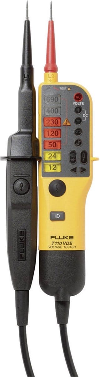 Fluke T110/VDE Tweepolige spanningstester CAT III 690 V, CAT IV 600 V LED, Akoestisch, Vibratie