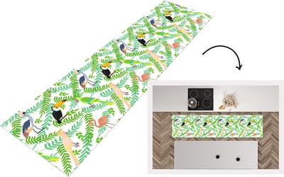 Keukenloper - Loper keuken - Jungle - Vogel - Patronen - 200x50 cm - Keukenloper vinyl