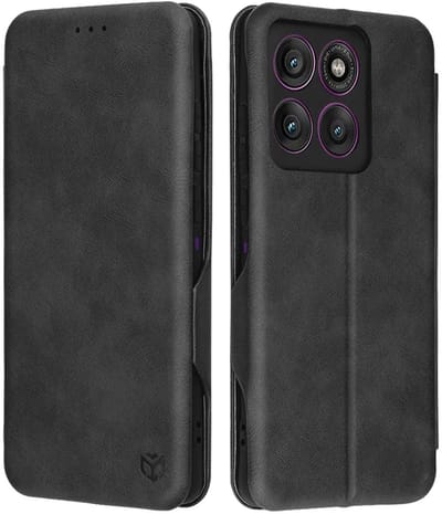 Hoesje geschikt voor Motorola Edge 60 Pro - Techsuit Safe+ Book Wallet Case - Zwart