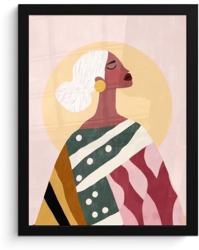 Poster in lijst - Fotolijst 30x40 cm - Posters - Vrouw - Zon - Kleurrijk - Posterlijst zwart - Decoratie - Wanddecoratie woonkamer - Muurdecoratie slaapkamer
