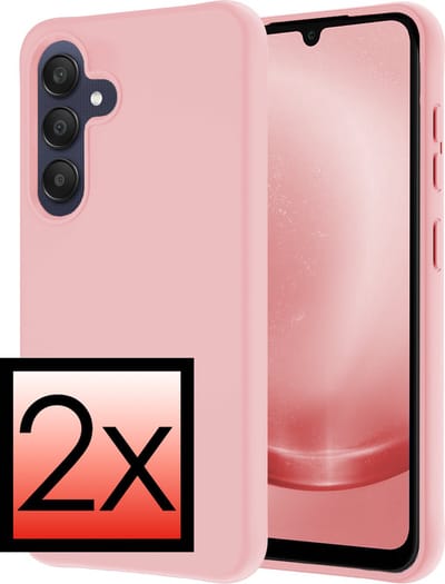 Hoesje - 2 Stuks - Geschikt voor Samsung Galaxy A25 - Sterk & Shockproof - Case Siliconen - Back Cover - Telefoon Hoes - Lichtroze
