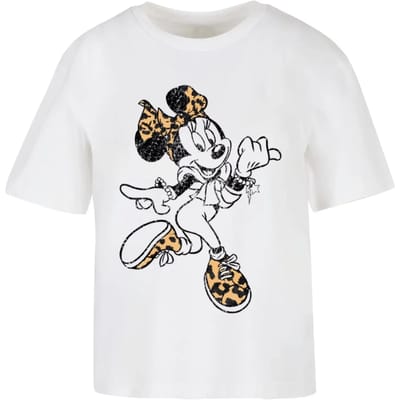 Merchcode Minnie Mouse - Leo Dames Tshirt - XS - Wit