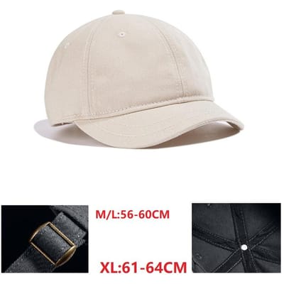 Casquette de Baseball à Visière Courte Grande Taille Tête Large Homme Os Large Femme Oversize Snapback Chapeaux de Soleil 55-60cm 61-65cm (as the picture,XL 61-65cm) beige