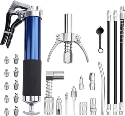 Vetpers Set - Smeerpers Gun - Machine Onderhoud - 7000 PSI Werkdruk - 400cc Patroon - Grijs