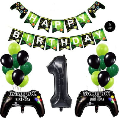 Snoes Mega Game Gamers Helium Verjaardags Ballonnen Feestdecoratie Black Cijfer Ballon nr 1