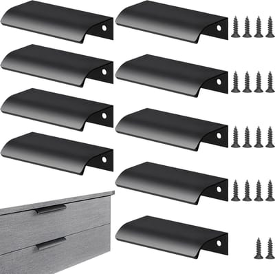 Set van 9 zwarte aluminium handgrepen van 80mm voor moderne keukenkasten en lades, minimalistisch design voor schoenenkasten en meubels