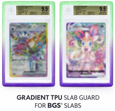 BGS Slab Guard Gradient (Paars, Groen) met glitters / Slab Bumper – Bescherming voor TCG, MTG & Yu-Gi-Oh! Graded Cards – TCG Card Protector