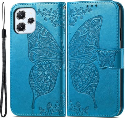 Coverup Hoesje - Geschikt voor Xiaomi Redmi 12 Hoesje - Coverup Vlinder Book Case - Blauw