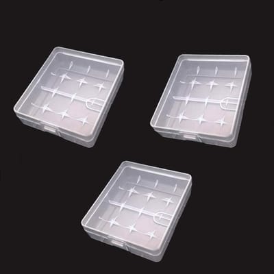 Accubox Bescherming - Batterijhouder Opslag - Veilig Transport - Compact Lichtgewicht - 8.3 x 7.2 cm - Transparant