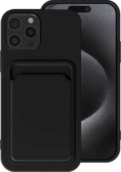 Smartphonica Telefoonhoesje Geschikt voor iPhone 15 Pro met pasjeshouder - TPU backcover with cardslot - Zwart geschikt voor iPhone 15 Pro