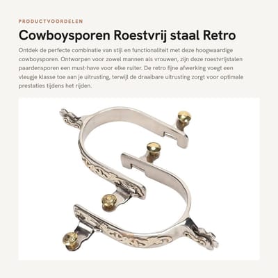 Dailygoods- Paardensporen van roestvrij staal - Western Cowboysporen - Draaibare uitrusting - Retro afwerking - Voor mannen/vrouwen - Duurzaam en veilig - Rijsporen
