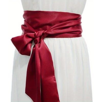 Damesriemen zijn versierd met bordeauxzwart zijde brede tailleband en lange ijszijde kant zachte accessoires riem 1pc wijnrode kleur