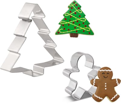 Kerst Uitsteekvormpjes set Kerstboom 10CM & Koekemannetje 7CM - Kerstkoekjes bakken