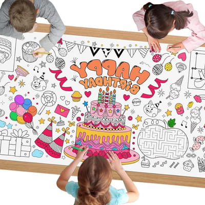 Kleurrijke Tafelkleed voor Verjaardagsfeest, 182 x 71 cm, DIY Kinderfeest, Creatief Tafeldecoratie, Feestartikelen voor Jongens en Meisjes