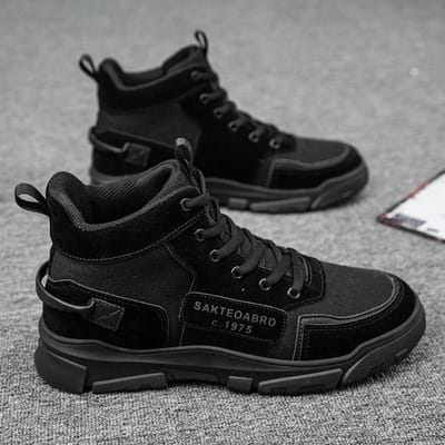 Bottines pour hommes Mode Hommes Styles Vintage Martin Bottes Chaussures Décontractées Hommes Chaussures À Plateforme Confortables Outillage Chaussures De Skateboard 44 noir