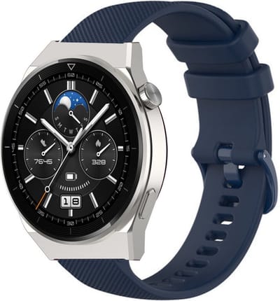 Strap-it Luxe siliconen smartwatch bandje - geschikt voor Huawei Watch GT 1 / GT 2 / GT 3 / GT 3 Pro / GT 4 46mm / GT 5 & 5 Pro (46mm) / GT 2 Pro / GT Runner / Watch 3 (Pro) / Watch 4 (Pro) / Watch Ultimate - donkerblauw