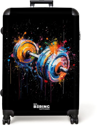 NoBoringSuitcases.com® - Koffer groot - Reiskoffer lichtgewicht - Dumbbell met graffiti - Rolkoffer met 4 wielen - Grote trolley XL - 98 liter bagage