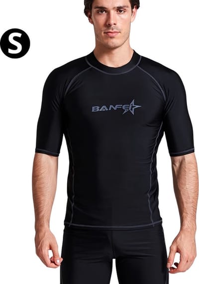 Bovista Rash Guard - Surf Shirt - Zwemkleding - UV Beschermende Kleding - Voor Zwemmen - Surfen - Duiken - Zwart - Maat S