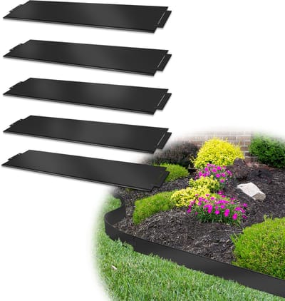 Gazonrand metaal 40mx18cm Perkrand Maairand Gegalvaniseerd Perkrand Maairand Palissade Tuinbed voor Tuinplanten Groenteteelt Bloemen Zwart-40 stuks 100cmx18cm (LxH)