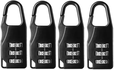 Dailygoods- Combinatieslot 4 Stuks - 3-Cijferig Cijferslot - Zinklegering - Mini-Hangslot - Reisslot - Bagagesloten