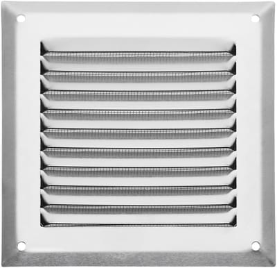 SOTECH aluminium ventilatierooster 140 x 140 mm inox look met muggengaas opschroefbaar ventilatierooster