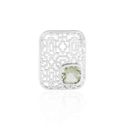 Cavill - Hanger 925 Sterling Zilver - 2,025 Ct Groene Amethist Braziliaanse Edelsteen - Antiek Kussen Slijpsel - Elegant Geometrisch Filigraan Design