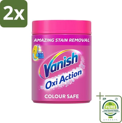 Vanish Oxi Action Pink - Vlekkenverwijderaar - Wasbooster - Zonder Bleek - 1.12 Kg - Voordeelverpakking - 2 stuks - Vlekkenverwijderaar - Wasbooster