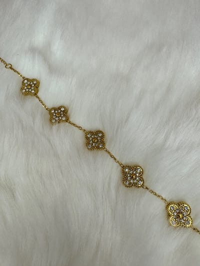 EHH BEAUTY - klaver armband diamond - clover - Dames sieraad - Luxe armband- diamond armband - goudkleur