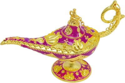 Magische Aladin-lamp – Gouden Decoratie Ornament in Paars – 11 cm x 6,5 cm