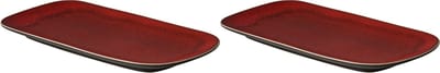 Palmer - Lava - Schaal - 2 stuks - 1,5 L - 29,5 x 14,5 cm - Rood/Bruin - Stoneware - Bordenset