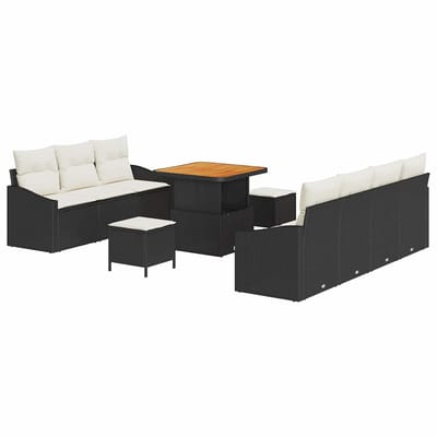 vidaXL Tuin Sofa Set 10 st 9-Aantal zitplaatsen Zwart en Crème
