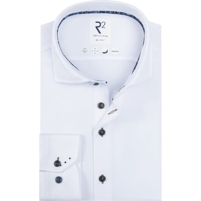 R2 Dobby Technical Knitted Lange Mouw Overhemden Wit 130.wsp.001