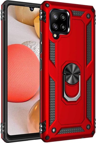 Anti-Shock Hybrid Ring Armor Hoesje Geschikt voor: Samsung Galaxy A42 5G - rood