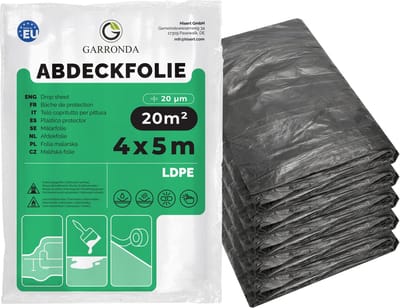 Garronda Afdekfolie 4x5 m 5 Stuks – Schilderfolie LDPE 20µ Grijs – Beschermfolie voor Meubels & Vloer – Scheurvast – Zonder Tape – GD-0222