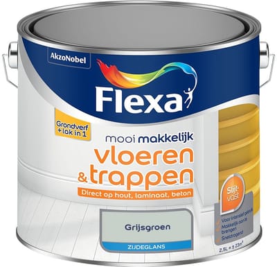 Flexa - Mooi Makkelijk Vloeren & Trappen Zijdeglans - Grijsgroen - Mengverf - 2,5 L