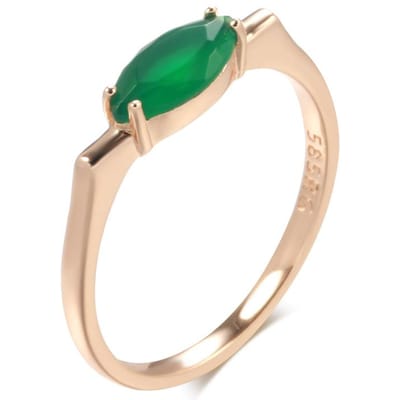 Kienl Nouvelle Bague Simple Or Rose Pour Femmes Luxe Zircon Naturel Vert Bague de Mariée Bijoux de Mariage Vintage Mode 10 beige