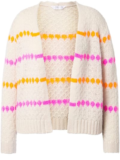 Angel of Style - Dames - Cardigan Straight Fit neonkleurige details - Off-white - Maat 46+