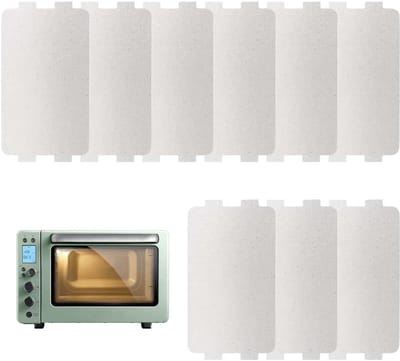 8 magnetronplaten van mica, magnetronbeschermer van 6,5 × 11,5 cm, universele golfgeleiderhoes voor keukenmagnetron, accessoire set met 3 bonus magnetronhoesjes.