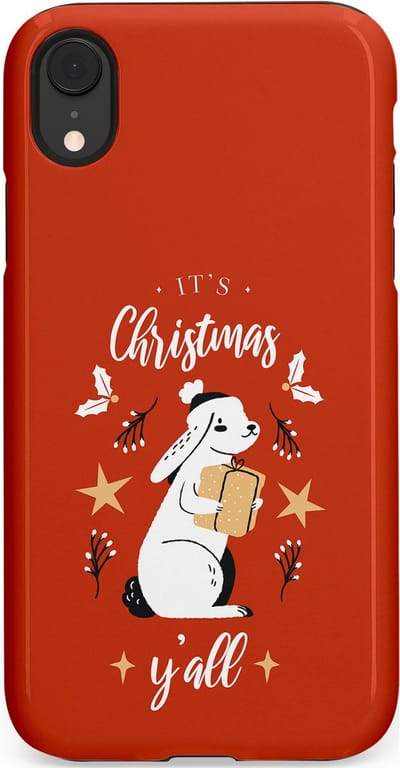 Casetastic hoesje geschikt voor Apple iPhone XR - Dubbellaagse bescherming - Kerst Konijntje Flappie - Fashion Case - Terracotta