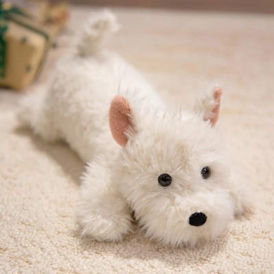 43cm Schattige Pluizige Hoogland Hond Knuffel Wit Terriër Knuffel Zachte Knuffel Puppy Dier Pop Kussen Kinderen Meisjes Verjaardagscadeaus 43cm wit