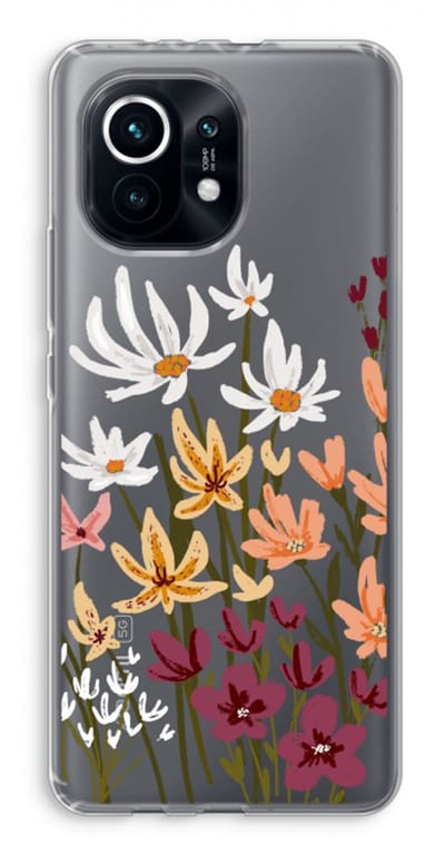 Case Company® - Hoesje geschikt voor Xiaomi Mi 11 hoesje - Painted wildflowers - Soft Cover Telefoonhoesje - Bescherming aan alle Kanten en Schermrand