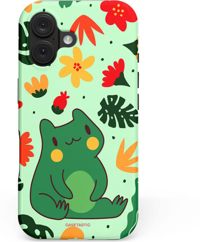 Casetastic hoesje geschikt voor Apple iPhone 16 - MagSafe - Dubbellaagse bescherming - Kwaakje - Fashion Case - Mintgroen Rood Okergeel